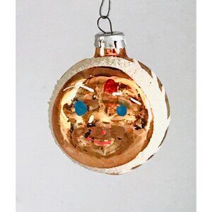 Vintage Mercury Glass Mica Copper Colored Moon Face Ornament Hand Painted